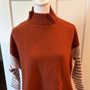 Chic Wish Womens Rust Cream Stripped Sweater Size M